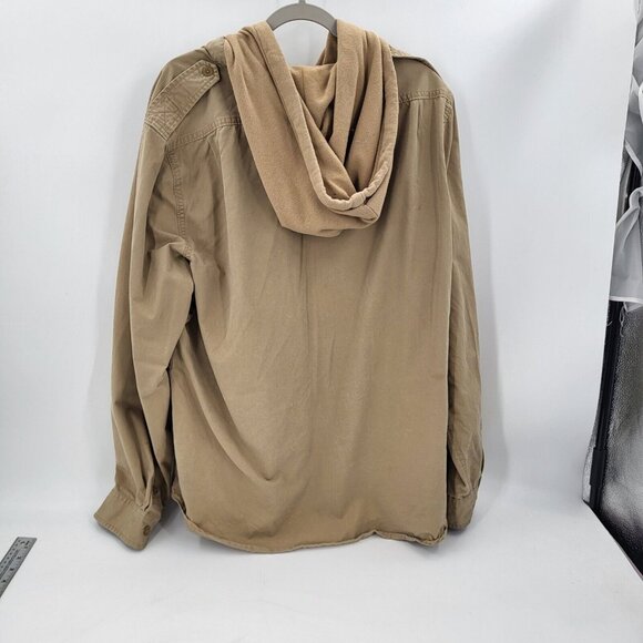 DENIM & SUPPLY RALPH LAUREN Shirt Jacket Mens XXL Tan With Hoodie - Picture 2 of 11